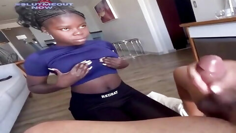 Ebony Orphan Facialed By Her Adopted Step...